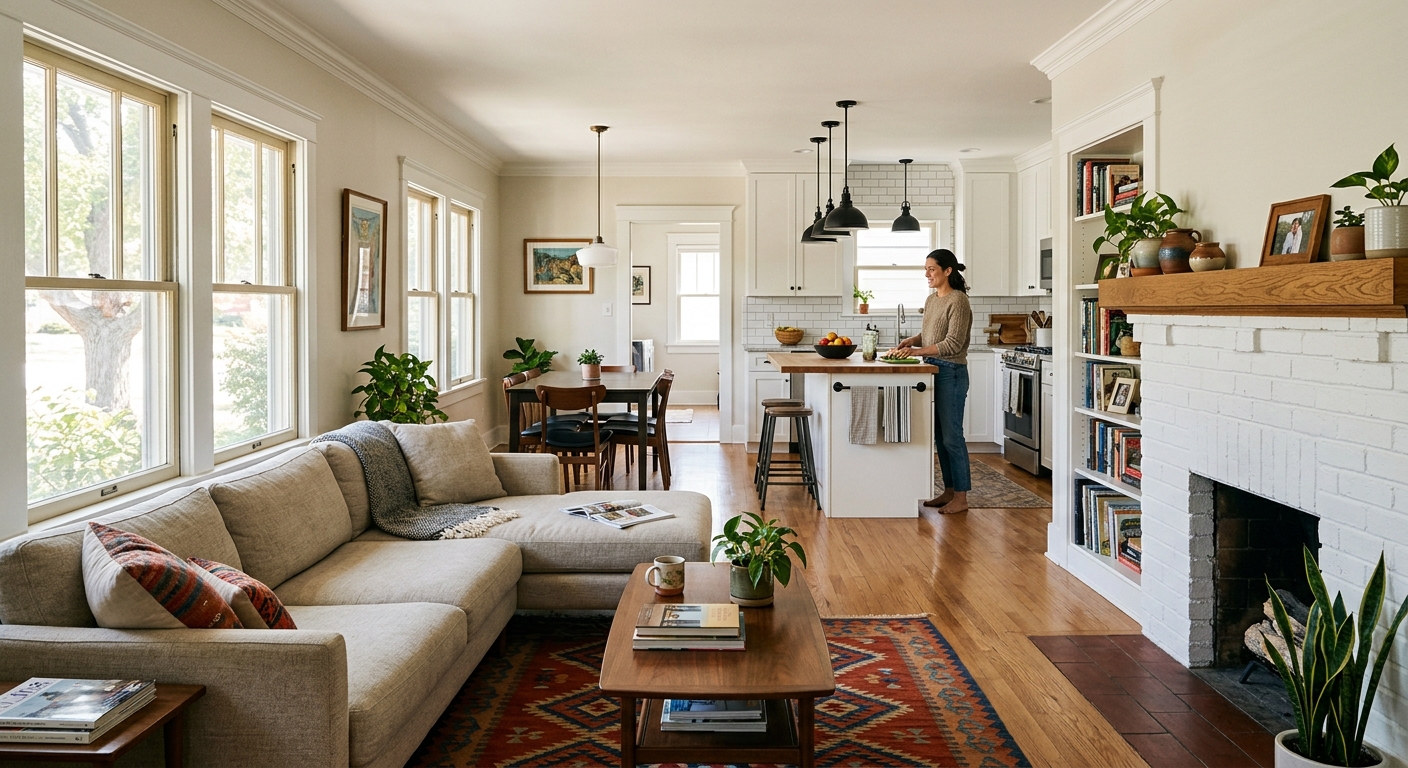 Open-concept living and kitchen designed for the future buyer